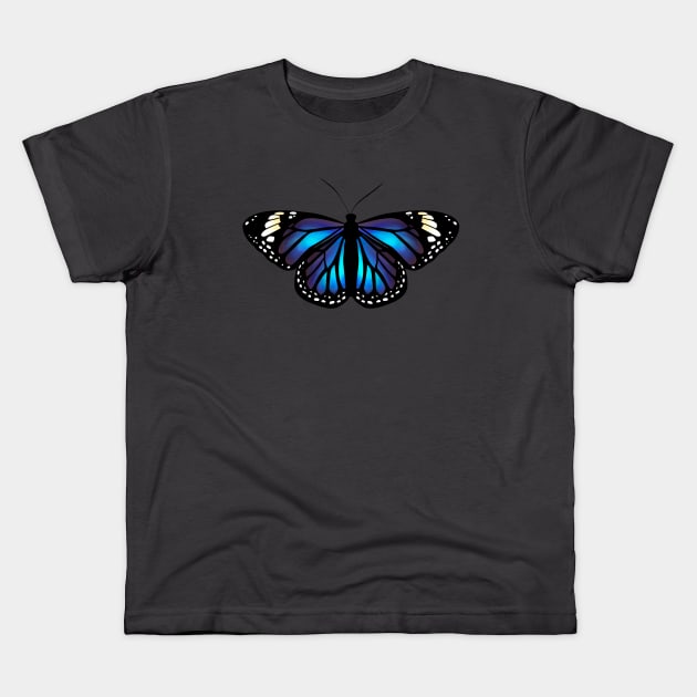 Blue Monarch Butterfly Kids T-Shirt by the-bangs